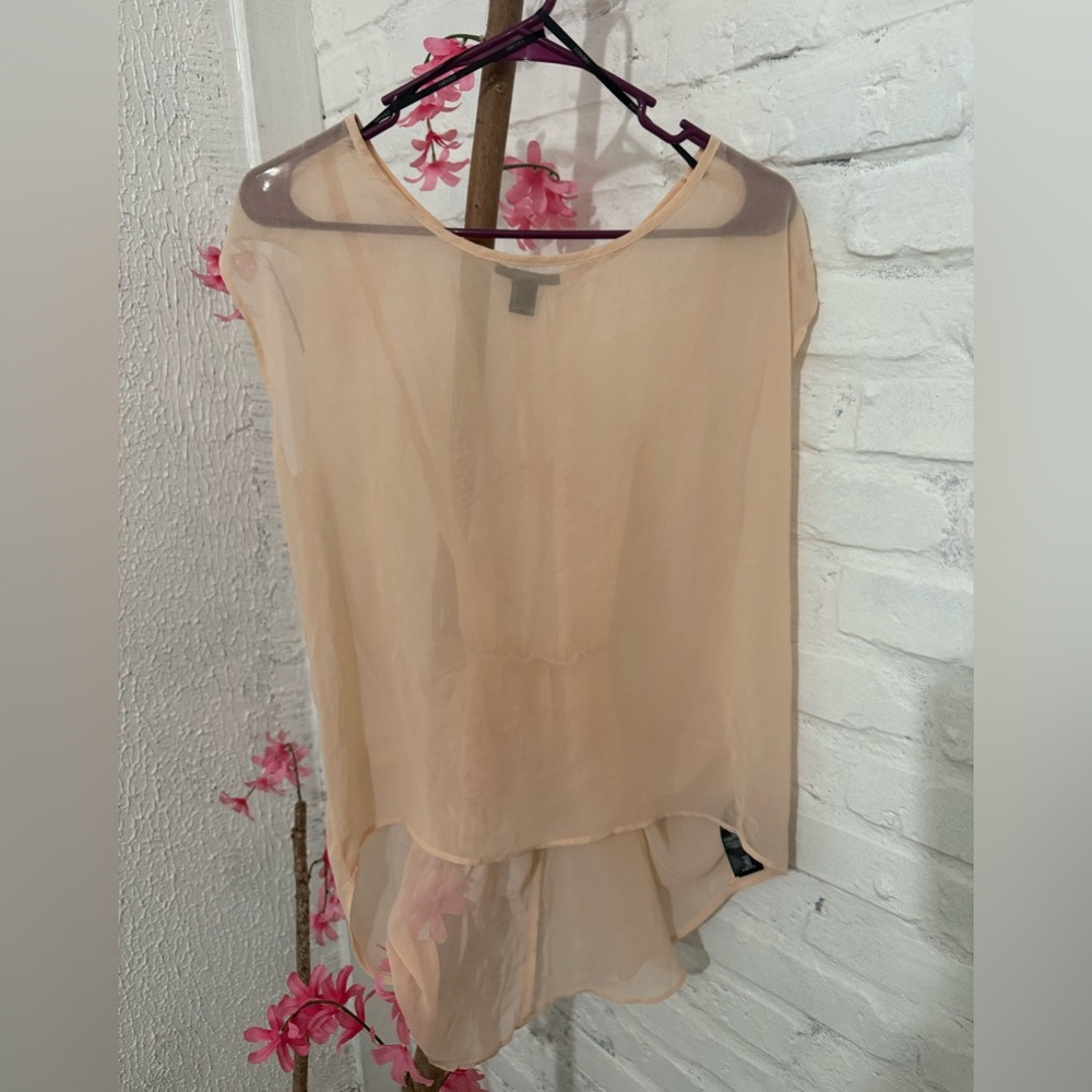 Forever 21 Sheer Beige High-Low Blouse